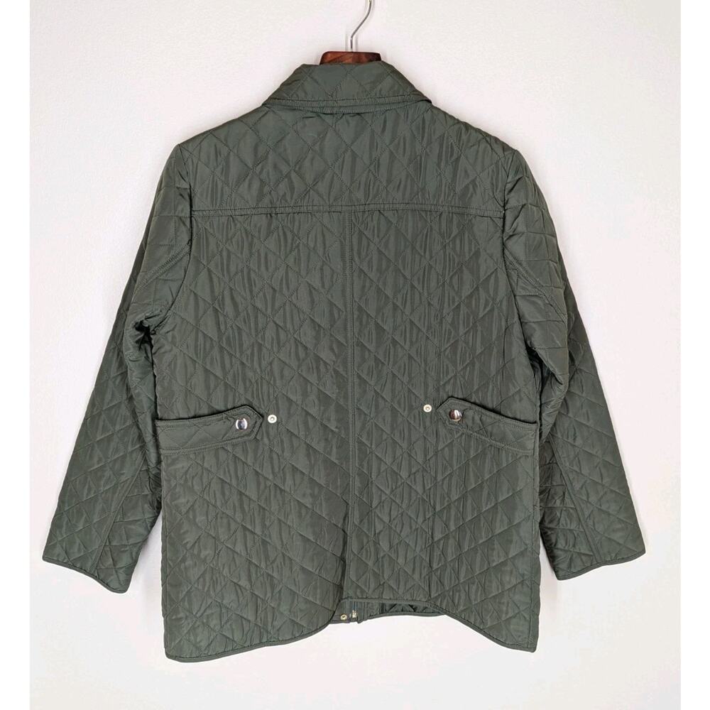 Croft & Barrow Women's Olive Green Quilted Coat Jacket Gold Snaps Size Large - Picture 3 of 8